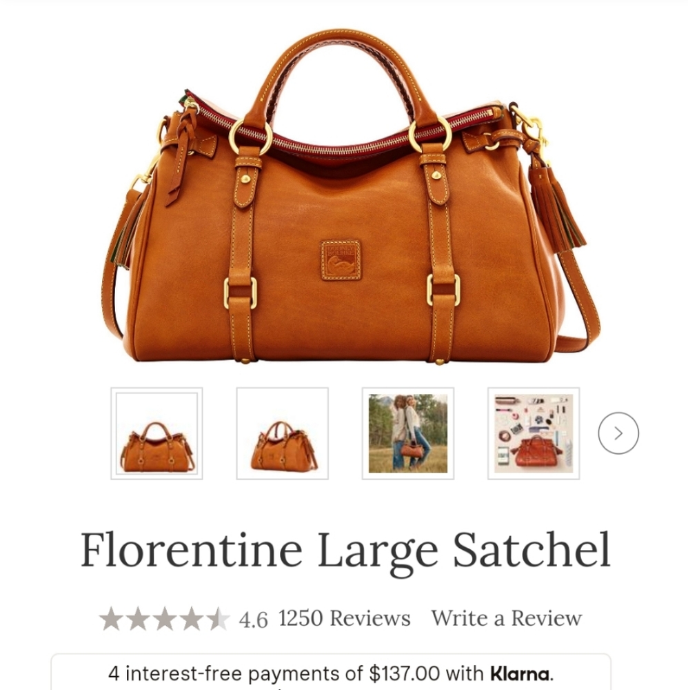 Dooney & Bourke Cognac Brown Leather Satchel - Picture 5 of 6